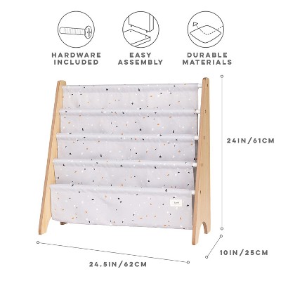 Light Gray Terrazzo Kids Book Rack with Recycled Fabric