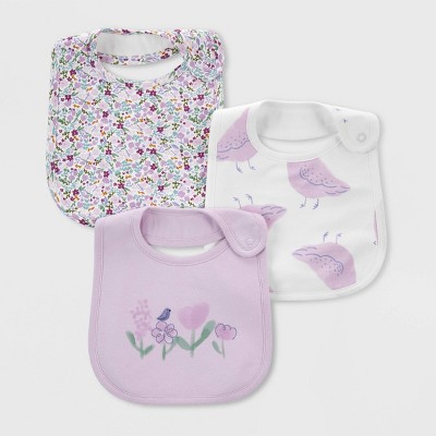 Image of Carter's Just One You® Baby 3pk Floral Bird Bib - Purple