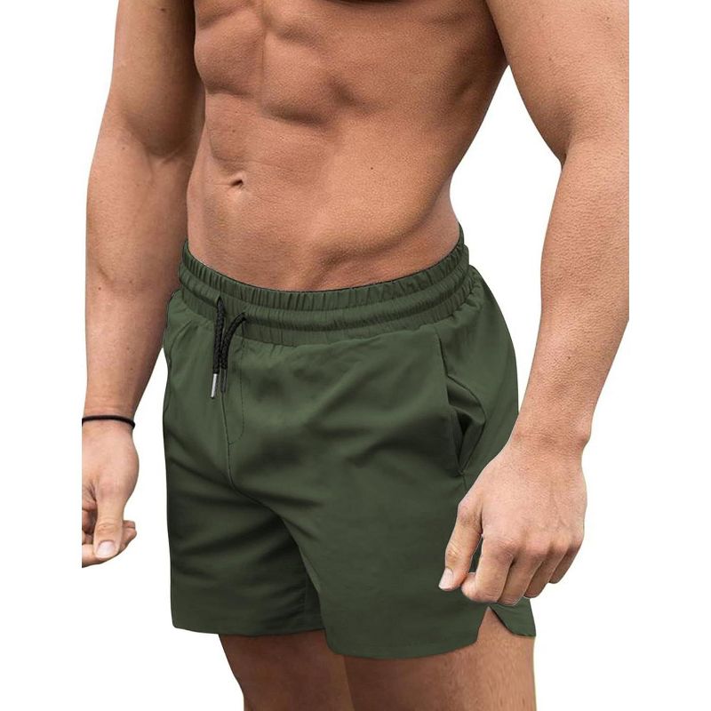 COOFANDY Men's Swim Trunks Quick Dry Board Shorts Swimsuit Swimwear Bathing Suit Army Green S