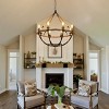 12-Light Modern Farmhouse Geometric Chandelier 38" Rustic Wood Chandeliers Industrial Pendant Light for Dining Room - 2 of 4