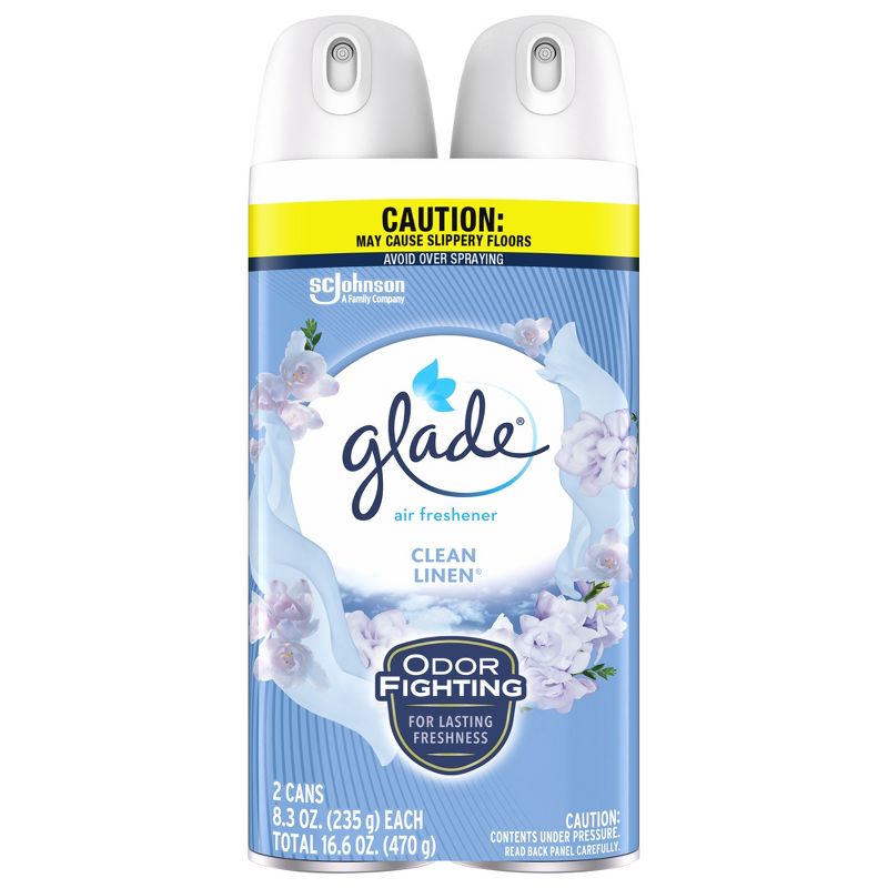 Glade Aerosol Room Spray Air Freshener - Clean Linen - 16.6oz/2pk, 5 of 15