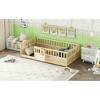 Ridstar 78.18 in. W Twin Size Floor Bed Frame with Super High Security Barrier & Door-Natural - 2 of 4