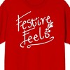 Handwritten Holiday Festive Feels Crew Neck Short Sleeve Red Adult T-shirt - 2 of 3