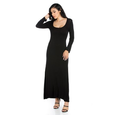 24seven Comfort Apparel Womens Long Sleeve Maxi Dress : Target