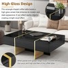 47.2" x 31.4" Minimalist High Gloss Coffee Table, Multi-Storage Rectangle Sofa Table with 2 Drawers & Gold Wood Grain Legs, for Living Room - 4 of 4