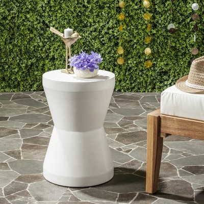 Ivory Drum Shape Concrete Accent Table