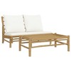 vidaXL 2 Piece Patio Lounge Set with Cream White Cushions Bamboo - 2 of 4