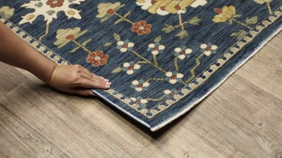 Francesca Blue and Multi Synthetic Oriental Runner Rug 2.3x7.6