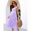 Womens Square Neck Smocked Maternity Dress Flutter Sleeve Summer Maxi Sundress Light Purple S - 4 of 4