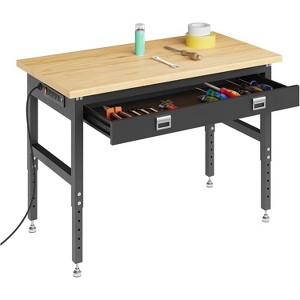 Workbench with Storage Drawers,48" Adjustable Desk 2000lbs Load, 28"-40" Manual Height Workshop Table for Home Office - 1 of 4