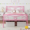 Jojoka Twin Size Metal Platform Bed Frame with Elegant Headboard & Footboard, 14 Inch Underbed Storage, No Box Spring Needed, Noise-Free, Pink - 3 of 4