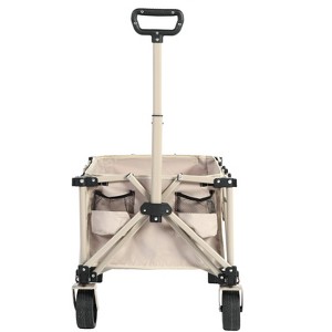 Folding Wagon Cart with All Terrain Wheels,Heavy Duty Garden Carts with Adjustable Handle - 1 of 4