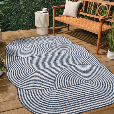 JONATHAN Y Margot Modern Geometric Arch Stripe Indoor/Outdoor Shaped Area Rug