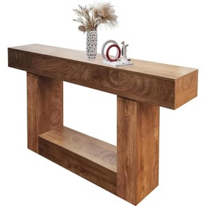 63" Long Console Table for Entryway, Wood Rectangular Sofa Table Behind The Couch, Hallway, Living Room, Foyer, Rustic Natural Color - 1 of 4