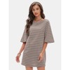 EXLURA Women's 2025 Summer Oversized Short Sleeve T Shirt Dress Casual Crew Neck Striped Tops Loose Sundress with Pockets - 2 of 4