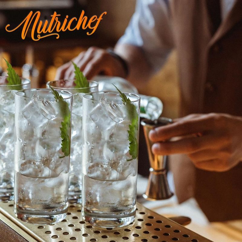 NutriChef 4 Pcs. of Highball Drinking Glass - Heavy Base and Tall Glass Tumbler for Water, Wine, Beer, Cocktails, Whiskey, Juice, Bars, Mixed Drinks, 3 of 4