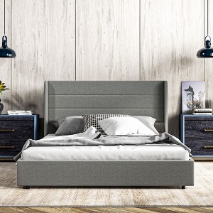GDFStudio Larisa Modern Upholstered Bed with Headboard and 4 Storage Drawers - 1 of 4