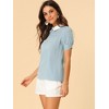 INSPIRE CHIC Women's Vintage Peter Pan Collar Contrast Puff Short Sleeve Blouse - 4 of 4