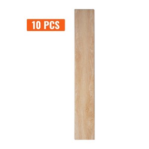 VEVOR Interlocking Vinyl Floor Tiles 48 x 7.3 inch, 10 Tiles 5.5mm Thick Snap Together, Natural Wood Grain DIY Flooring for Kitchen, Wood Color - 1 of 4