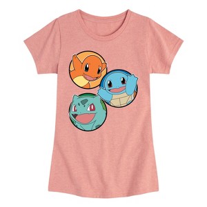 Girls' - Pokémon - Squirtle, Bulbasaur, & Charmander Group Fitted Short Sleeve Graphic T-Shirt - 1 of 4