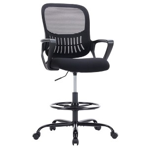 DOMETOUR Ergonomic Office Home Desk Mesh Fixed Armrest Black - 1 of 4