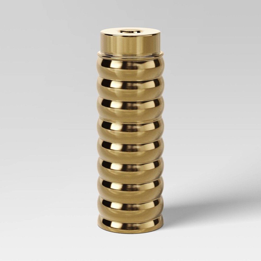 (Case Of 4) Tall Ribbed Taper Holder Gold - Threshold™