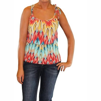 Women's MULTI ZIG-ZAG TIE SHOULDER TOP - GLAM
