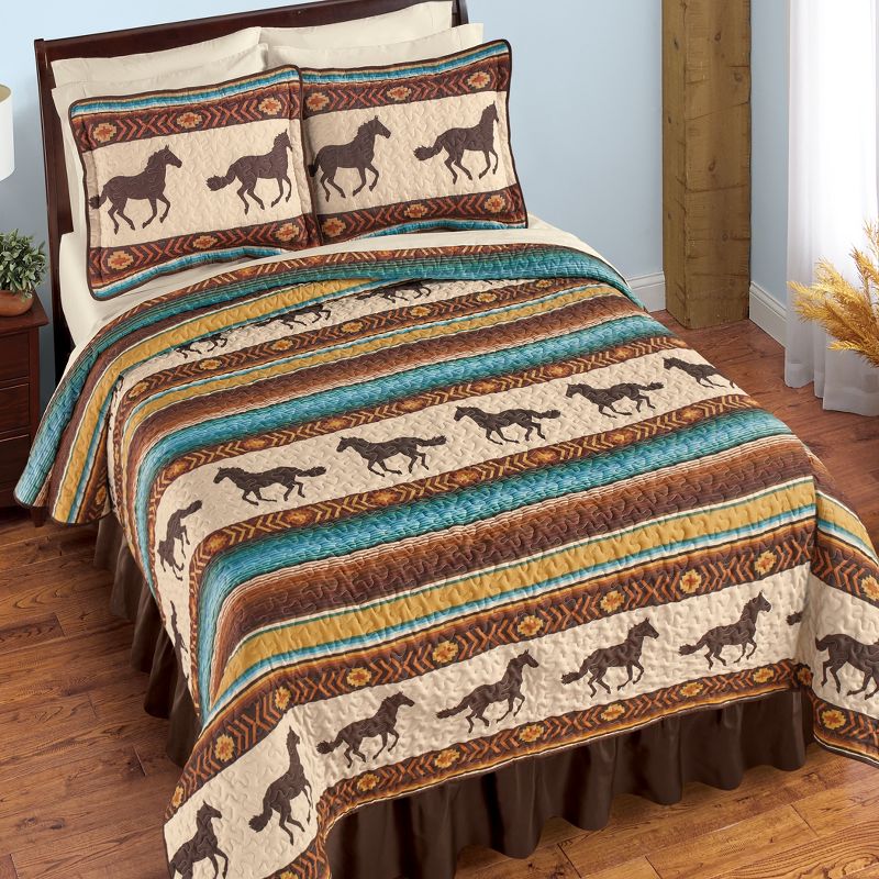 Collections Etc Southwest Horse Striped Quilt, 2 of 4