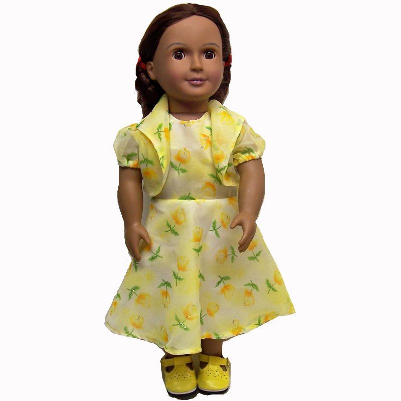 Doll Clothes Superstore Yellow Chiffon Doll Dress and Jacket, 3 of 6