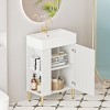 FAMYYT 21.6 in. Single Sink Freestanding White Bath Vanity with White Ceramic Top, Soft-closing Hinge, Left-side Open Shelf - 3 of 4