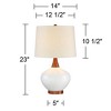 360 Lighting Brice Modern Mid Century Accent Table Lamp 23" High Ivory Ceramic Wood Neck Off White Drum Shade for Bedroom Living Room Bedside Office - 4 of 4