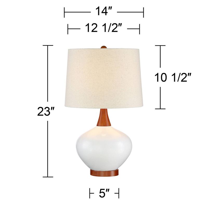 360 Lighting Brice 23" High Small Mid Century Modern Accent Table Lamps Set of 2 Ivory Wood Ceramic Living Room Bedroom Bedside Off-White Shade, 4 of 8