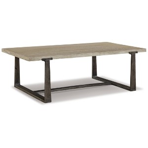 Dalenville Coffee Table Metallic Black/Gray/Brown/Beige - Signature Design by Ashley: Trestle Base, Antiqued Finish - 1 of 4