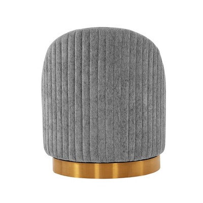 Gray Boucle Upholstered Swivel Accent Chair with Gold Base