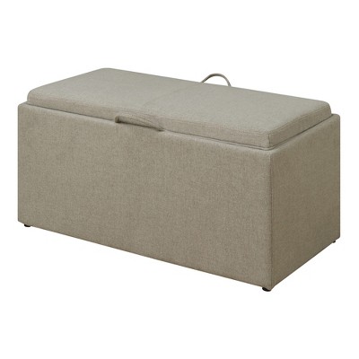 Designs4Comfort Sheridan Storage Bench with 2 Side Ottomans Soft Beige Fabric - Breighton Home