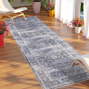 Washable Vintage Style Area Rug, Classic Decorative Non-Slip Foldable Carpet for Entryway, Bedroom - 1 of 4