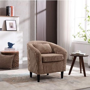 CAVINAS Modern Barrel Chair, Living Room Accent Chair, Decorative Armchair with Thick Cushions and Pillows, Comfy Single Sofa Chair with Wooden Legs - 1 of 4