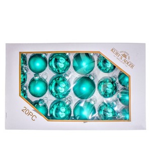 Kurt Adler 60-80MM Shiny and Matte Teal Balls, 20 Piece Set - 1 of 4