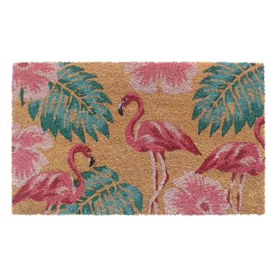 RugSmith Multi Machine Tufted Tres Flamingo Doormat
