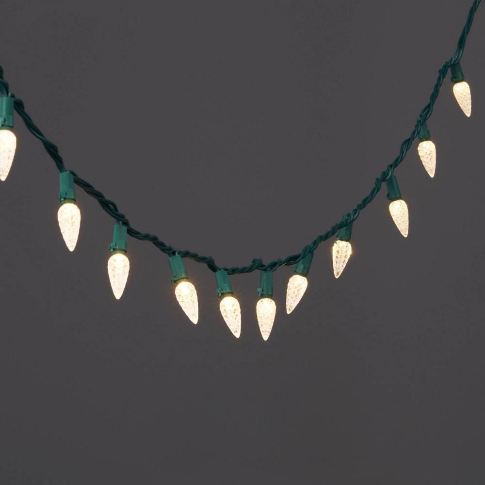 Photos - Floodlight / Street Light 150ct LED C6 Faceted Christmas String Lights Warm White with Green Wire 