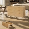 Lovmor Bedroom dresser, 8 Double Dresser with rattan drawers, wood chest of drawers for kids room, living room, entry and hallway, Natural - 4 of 4