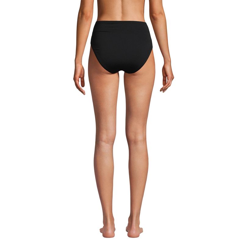 Lands' End Women's Chlorine Resistant High Leg High Waisted Bikini Swim Bottoms, 2 of 5