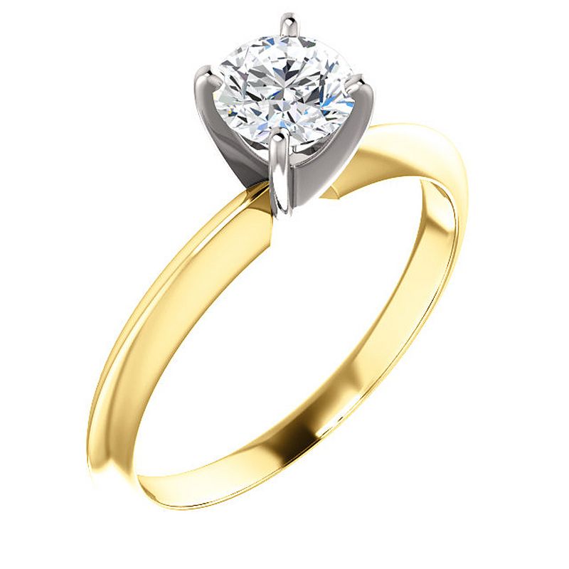 Pompeii3 5/8 Ct Diamond Solitaire Round Cut Engagement Ring Two Tone 14k Yellow Gold, 3 of 6