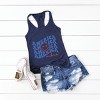 Simply Sage Market America Vibes Stacked Racerback Tank - M - Navy - 3 of 3