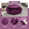 Sapphtopaz Velvet Ottoman with Storage Upholstered Foot Stool with Polygon Diamond Tufted Small Vanity Stool for Living Room, Bedroom, Entryway - 4 of 4