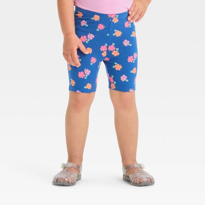 Toddler Girls' Hibiscus Shorts - Cat & Jack™ Blue, 1 of 5