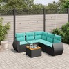 vidaXL 6 Piece Patio Sofa Set with Cushions Black Poly Rattan - 2 of 4