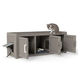 Yardgrace Three door opening Cat House Resin Weatherproof shoe cabinet - 1 of 4