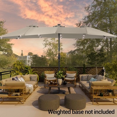 Sonkuki 15x9ft LED Double-Sided Patio Market Umbrella Aluminum Large Canopy