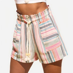 Women's Vibrant Striped Beach Shorts - Cupshe - 1 of 4